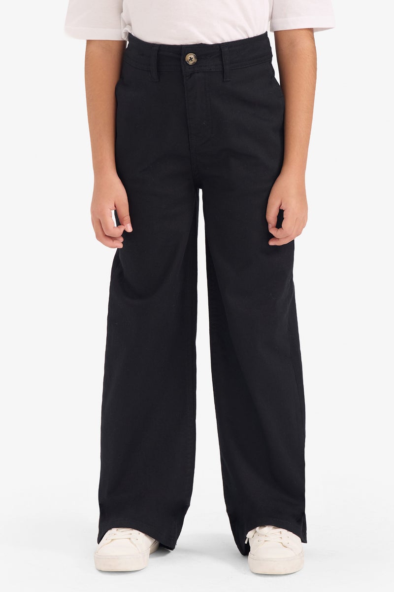 DeFacto Black Girl Girl Flare Gabardine Trousers Casual - Image 4